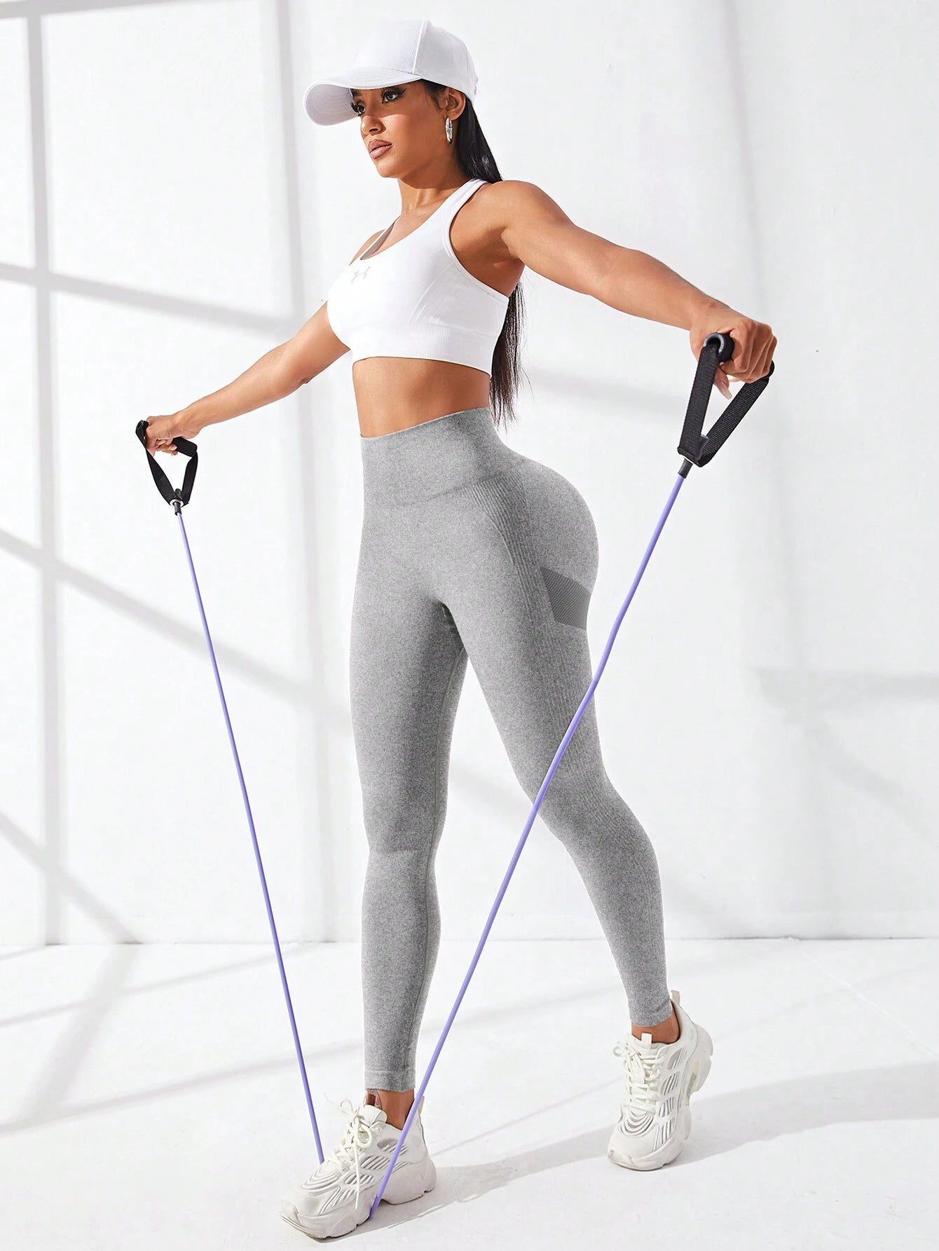 Yoga Basic Yoga Leggings Seamless High Stretch Tummy Control Scrunch Butt Active Tights with Wideband Waist
